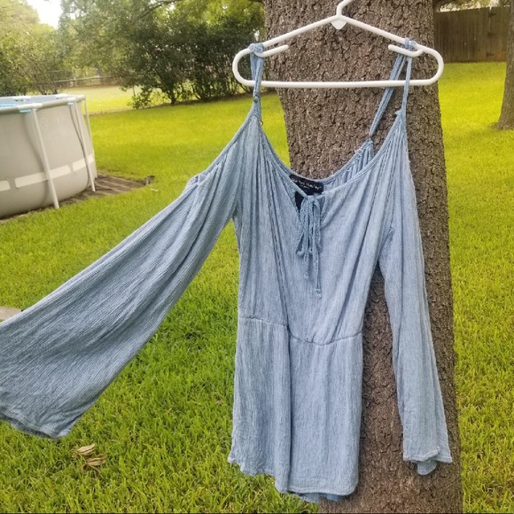 See You Monday Pants - Light Blue Romper